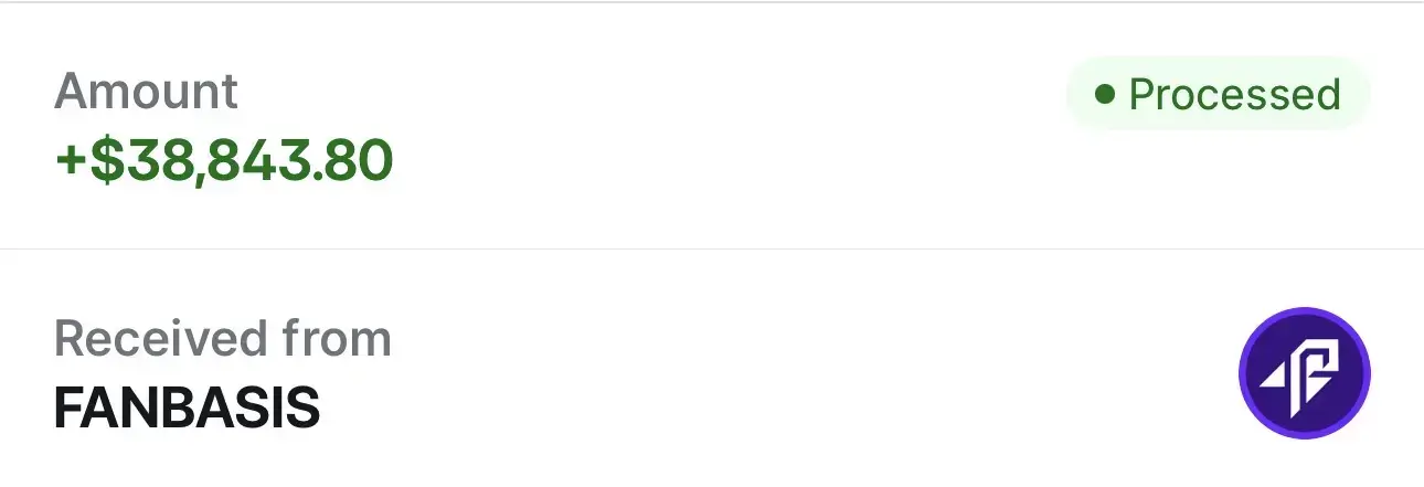 Payment received, $38,843.80